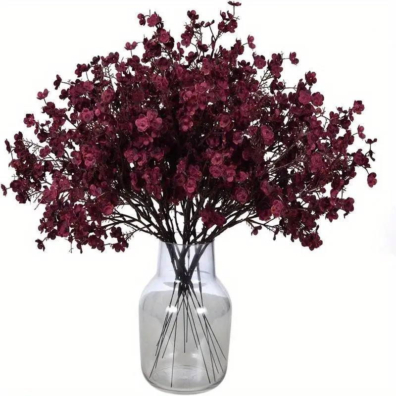4pcs red artificial eucalyptus bouquet, real touch plastic and silk flowers, Lifelike artificial flower suitable for home decoration at weddings and parties