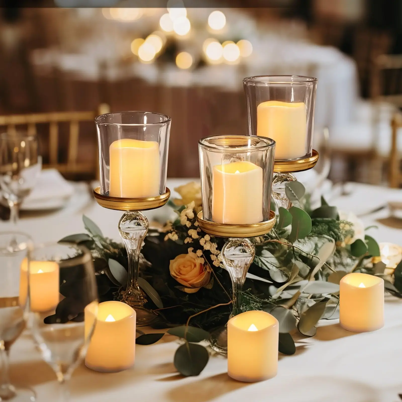 50-Pack Flickering Flameless LED Candles, 200+Hour Battery-Operated Electric Fake Candles (Batteries Included, USB Charging Lampara) for Wedding, Home Party, Memorial Day Decorations, Led Lights