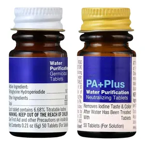 Portable PA Plus Water Purification Tablets, Compact 50-Pack for Camping & Hiking, Eliminates Bacteria for Clean Water,summervibes
