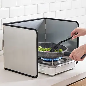 1 piece, kitchen splash-proof oil baffle, splash-proof shield, Splatter Guard, metal non-stick smoke-proof heat insulation screen, stove heat insulation folding storage protector, kitchen gadgets