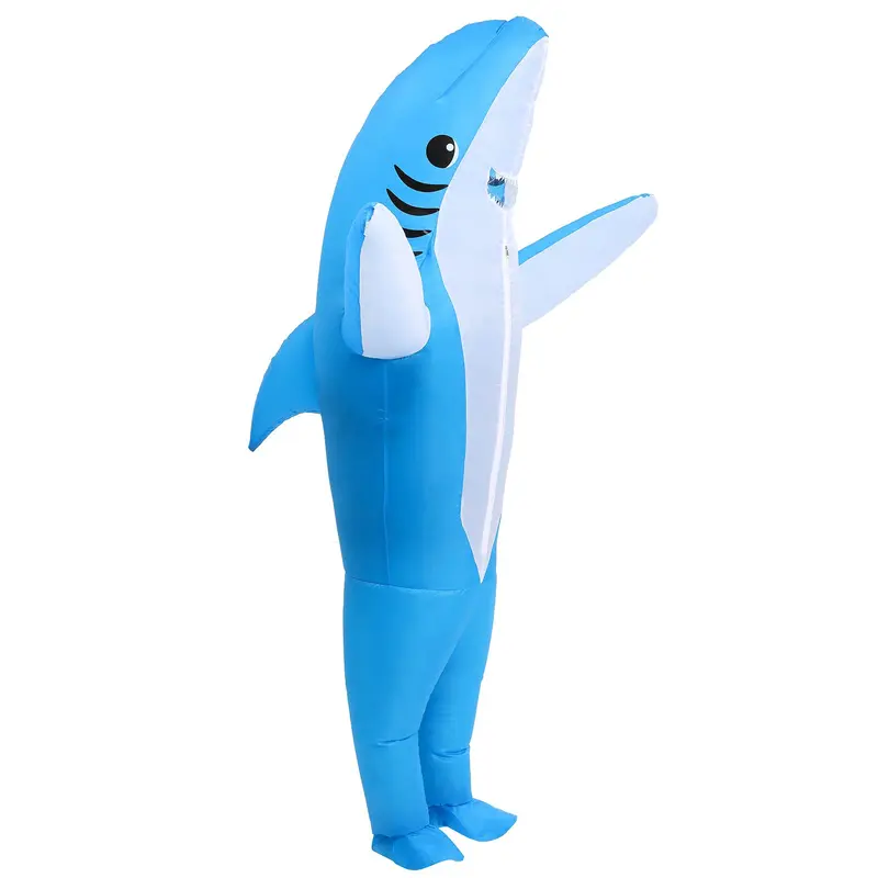 Inflatable Shark Costume for Adult and Kid, Air Blow up Jaws Design, Fancy  Funny Carcharias Suit for Halloween Cosplay Party