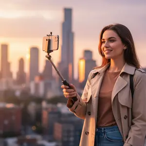 43" Selfie Stick Tripod with Detachable Phone Holder & Wireless Remote - 360° Rotatable Vlog Video Stand for iPhone/Samsung/Android Smartphones/March Madness/Spring Break - Perfect for Content Creators (Black)