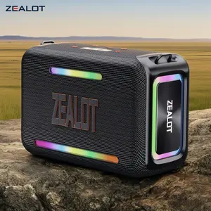 ZEALOT EQ Adjustable Bluetooth Speaker, 120W Stereo Bass, IPX7 Waterproof, 24000mAh 40H Play, RGB Dynamic Lights, DSP Chip, PD Charger, TWS, Portable for Home Camping Party Gym Beach.