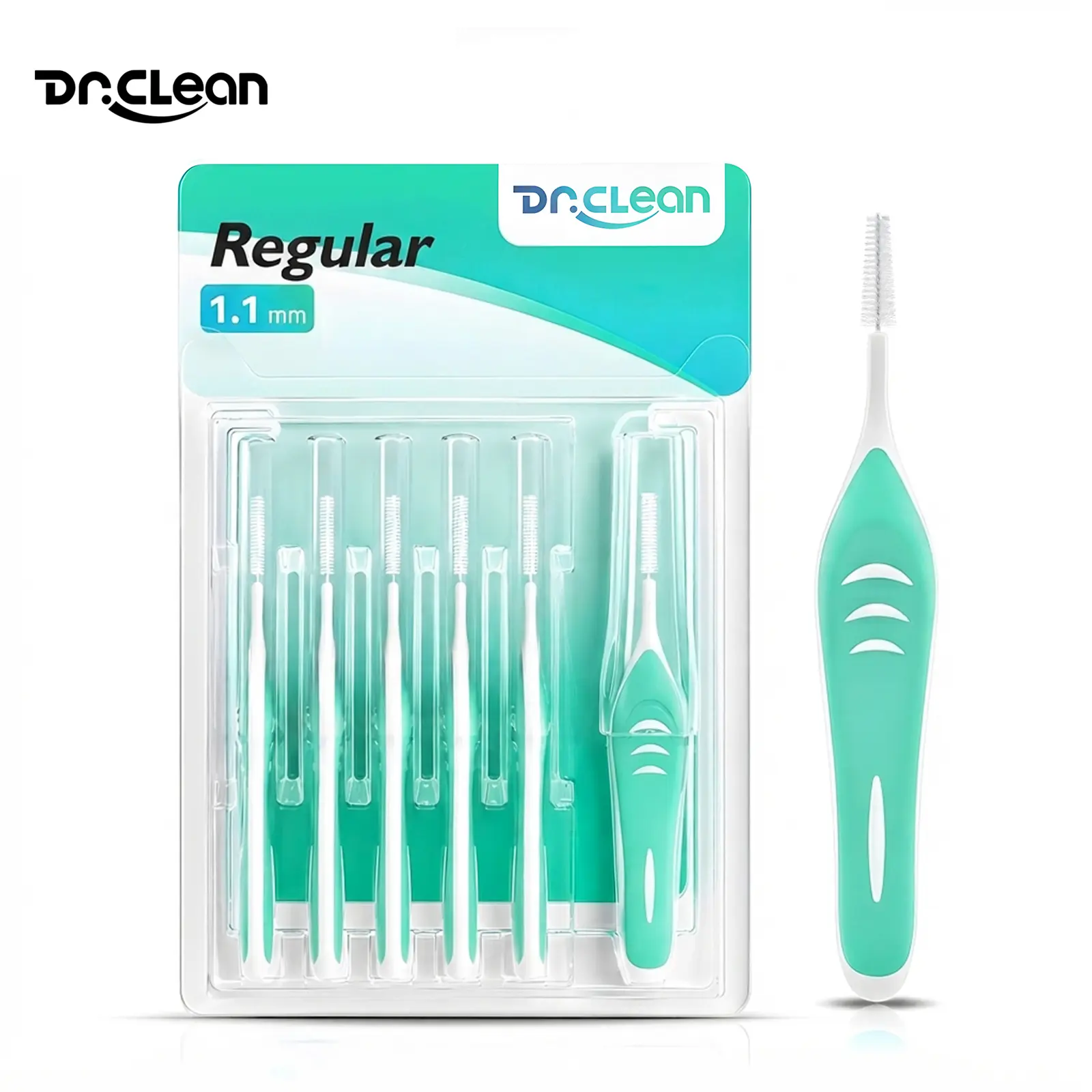 Dr.Clean Interdental Brush – Soft-tipped toothpick for plaque removal, oral health, and orthodontic care, 6 pieces (6-piece packs) totaling 36 pieces Daily