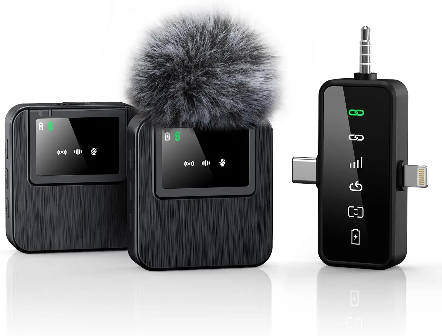 Wireless Lavalier Microphone for iPhone, Android, Camera, 3-in-1 System with 328ft Range＆20H Battery, Noise Reduction Mini Mic for Vlogs, Interviews, ASMR