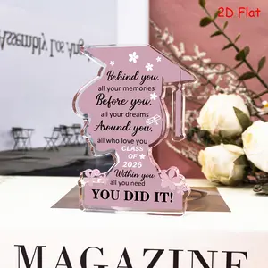 [2D Flat] 2026 GRADUATION DECORATION | Women'S College Academy Graduation Souvenir, Acrylic Plaque, Inspirational Decor, High School Commemorative Item, ART DECO STYLE, Tabletop Mounting
