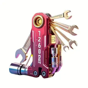 New Multifunctional Folding Screwdriver Set Stainless Steel Tool Wrench Universal Hexagon Screwdriver for Home Car 16-in-1 Random Color Style Multitool Multipurpose Tool