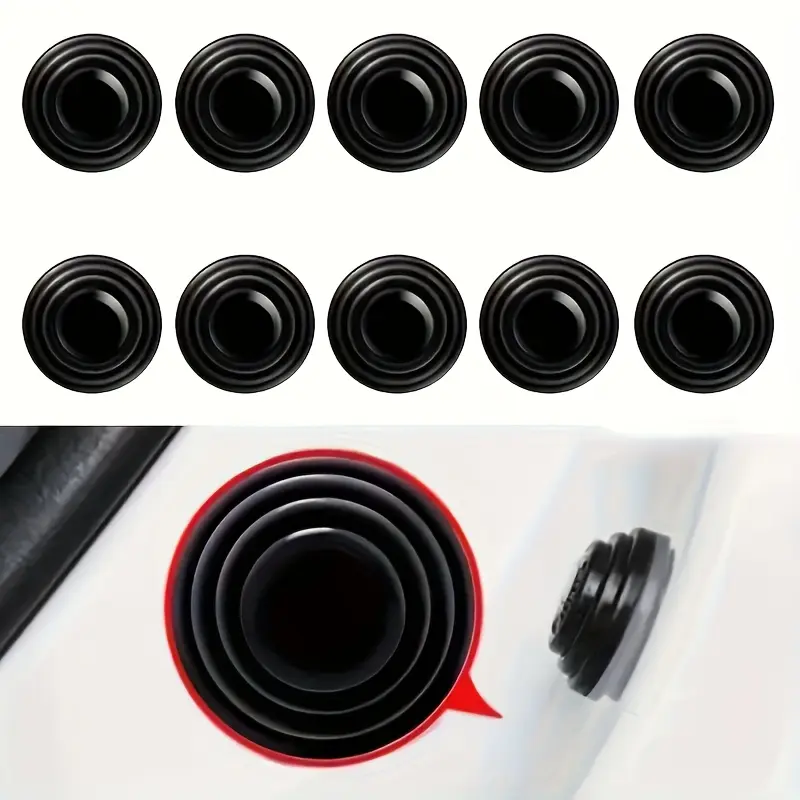Set of 10 Car Door Soundproofing Pads, Silicone Cushioning Noise Reduction Mats, 1.1 Inches in Size, Self-Adhesive Door Side Sound Insulation Protection, Compatible with Various Car Models, Specialized Tool for Automotive Repair.