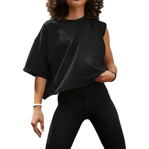 UEU Women's Comfy Basic Tee Short Sleeve Crop Tops Casual Crewneck Oversized Boxy Tshirt Fashion Tee Breathable Streetwear Womenswear