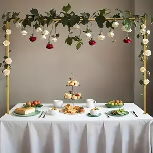 Table Hanging Decor Rod, Adjustable Length Table Arch Stand, Metal Table Backdrop Stand, Gold Table Hanging Decor Rod for Wedding, Birthday, Halloween, Christmas Party