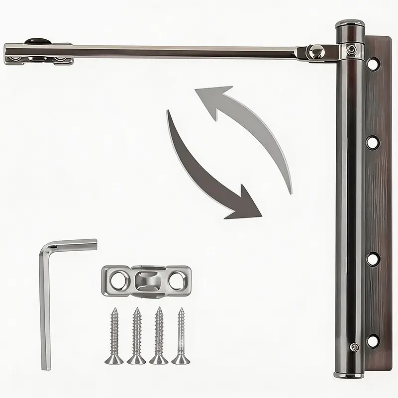 Wooden Door Automatic Closing Device, Door Hardware, Door Hinges, Versatile Use, Adjustable Tension Hinge, Includes Arm Screws and Wrench Lock, Easy Installation