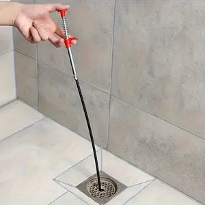 A Manual Drain Cleaner with Handle, Can Remove Hair Blockages, Multi-Functional Piston, Suitable for Bathroom, Toilet, Kitchen, No Power Required, Uses Disposable Batteries
