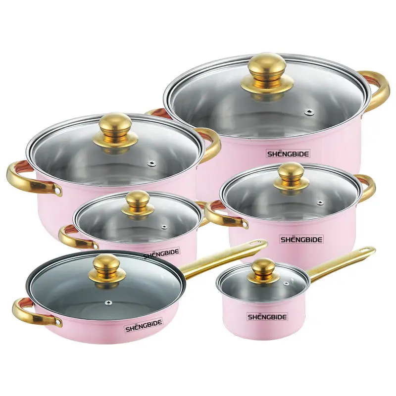 Friday Special! Stainless Steel 12-Piece Kitchen Cookware Set, Cooking Pans Set, Frying Pan, Stir-Fry Pot, Braising Pot, Non-Slip Handle, Glass Lid, Kitchen Pots And Pans Set