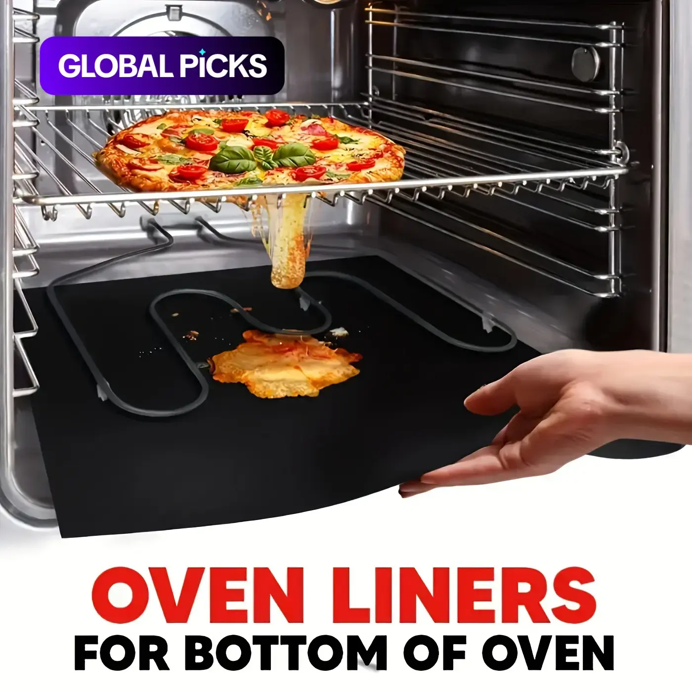 5 Pcs Non-Stick Oven Liners, Heavy-Duty, Reusable & Heat-Resistant Mats, Perfect for Electric and Gas Ovens, BBQ Grills and Vacation Cooking, BPA and PFOA Free, Easy to Clean Baking Supplies and BBQ Accessories #GLOBAL PICKS