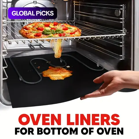 5 Pcs Non-Stick Oven Liners, Heavy-Duty, Reusable & Heat-Resistant Mats, Perfect for Electric and Gas Ovens, BBQ Grills and Vacation Cooking, Kitchen Baking, BPA and PFOA Free, Easy to Clean and BBQ Accessories #GLOBAL PICKS