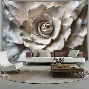 1pc Ultra Large Size 3D Relief Flower Landscape Photo Background Cloth Wall Hanging Large Size Polyester Tapestry For Living Room Bedroom Office Home Room Party Decoration Live Streaming Background Tapestry With Free Hanging Clips