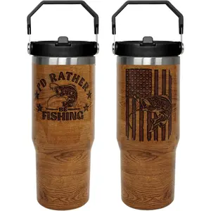 Fishing Gifts for Men - I'd Rather Be Fishing Dad Gifts - Father's Day & Christmas - 30 OZ Tumbler with Handle & Flip Straw