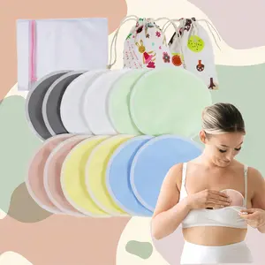 12-Piece (6 Pairs) Nursing Pad Set, Includes Laundry Bag & Cloth Bags, Washable Organic Bamboo Fiber, Reusable Soft Absorbent, Removable Breast Pads, Postpartum