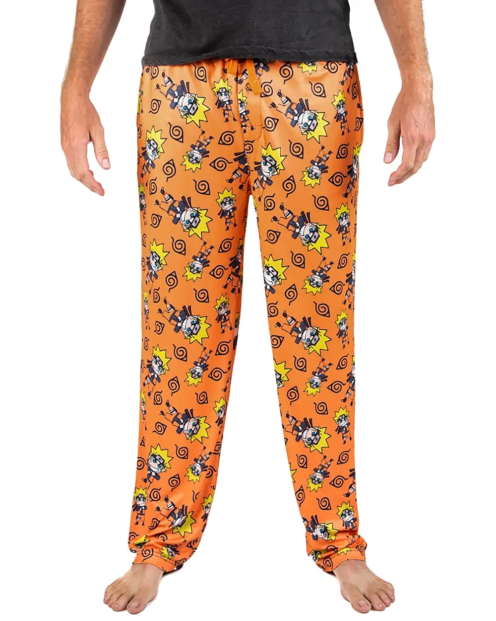 Naruto Shippuden Men's Anime Chibi Character All Over Print Sleep Pajama Pants, Nightwear, Apparel, Menswear, Pyjamas, Polyester