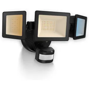 Motion Sensor Outdoor Lights Hardwired(Not Solar),Flood Lights Outdoor 120V, /Auto/ Time, 3CCT 3000K/4000K/6500K  Light,ETL,3 Modes Classic Black 40W 4500LM
