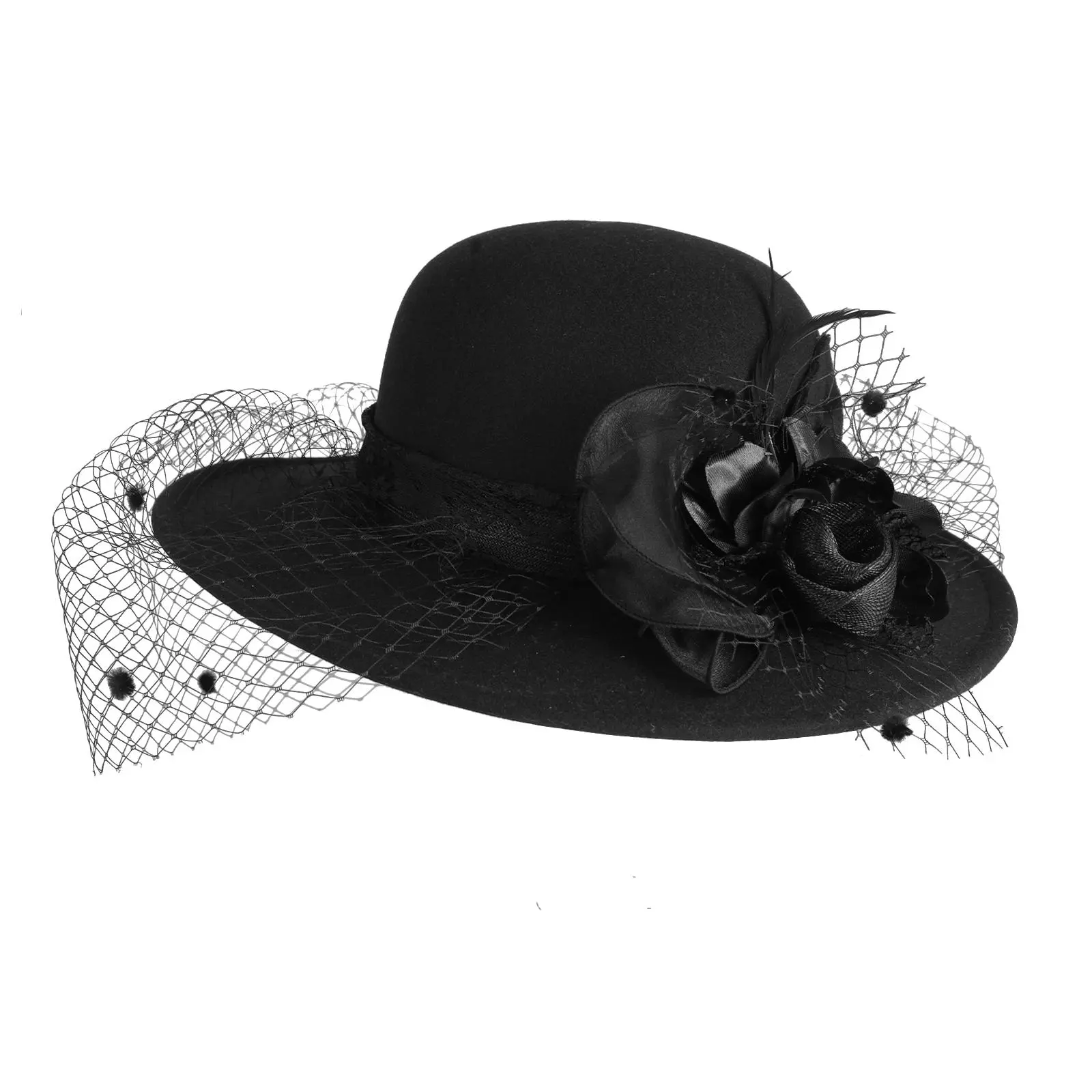 OIDEA Women's Vintage Felt Fedora Hat - Derby Style with Veil and Flower Accent, Ideal for Wedding Events, Stylish Headwear for Women, Fedora Hat Hats summerwins