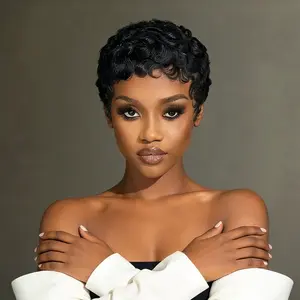 GieswyHair Wear And Go Glueless Wig  Pixie Cut Wig for Black Women Short Bomb Curly Wigs  Short Pixie Cut Wig Snug Fit Wig Stylist Friendly Wig