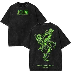 Steel Ball Run JoJo Anime Graphic T-shirt Streetwear Crewneck for Men Women Hoodie Sweatshirt Tanktop 100% Cotton Vintage Acid Wash Tee Menswear