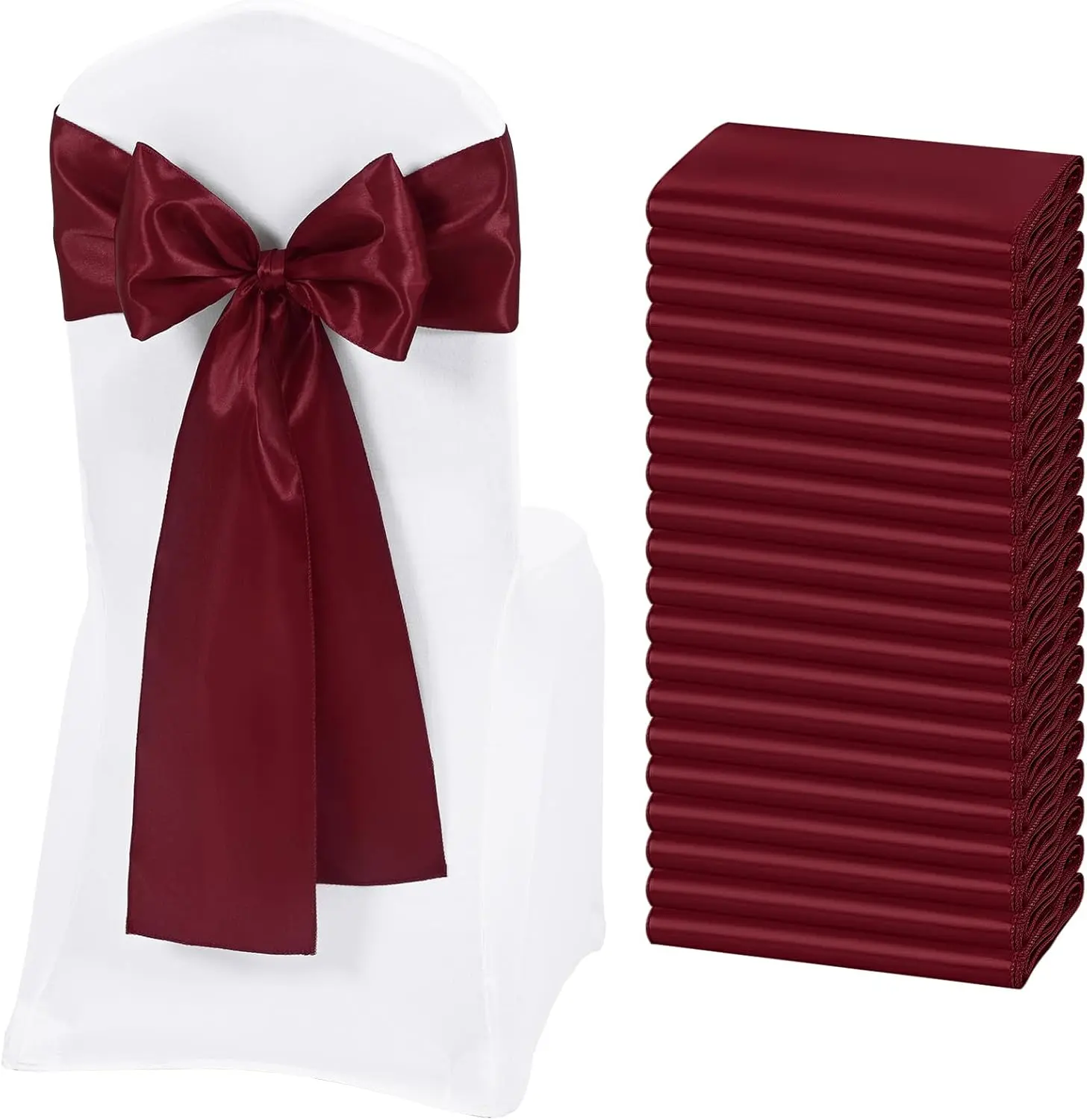 50 100 Pack Satin Chair Sashes for Wedding Chairs, 17 x 275 cm Chair Bows, Soft Glossy Chair Cover Sashes for Wedding Reception, Bridal Shower, Baby Shower, Birthday Party, Anniversary, Banquet and Event Decorations