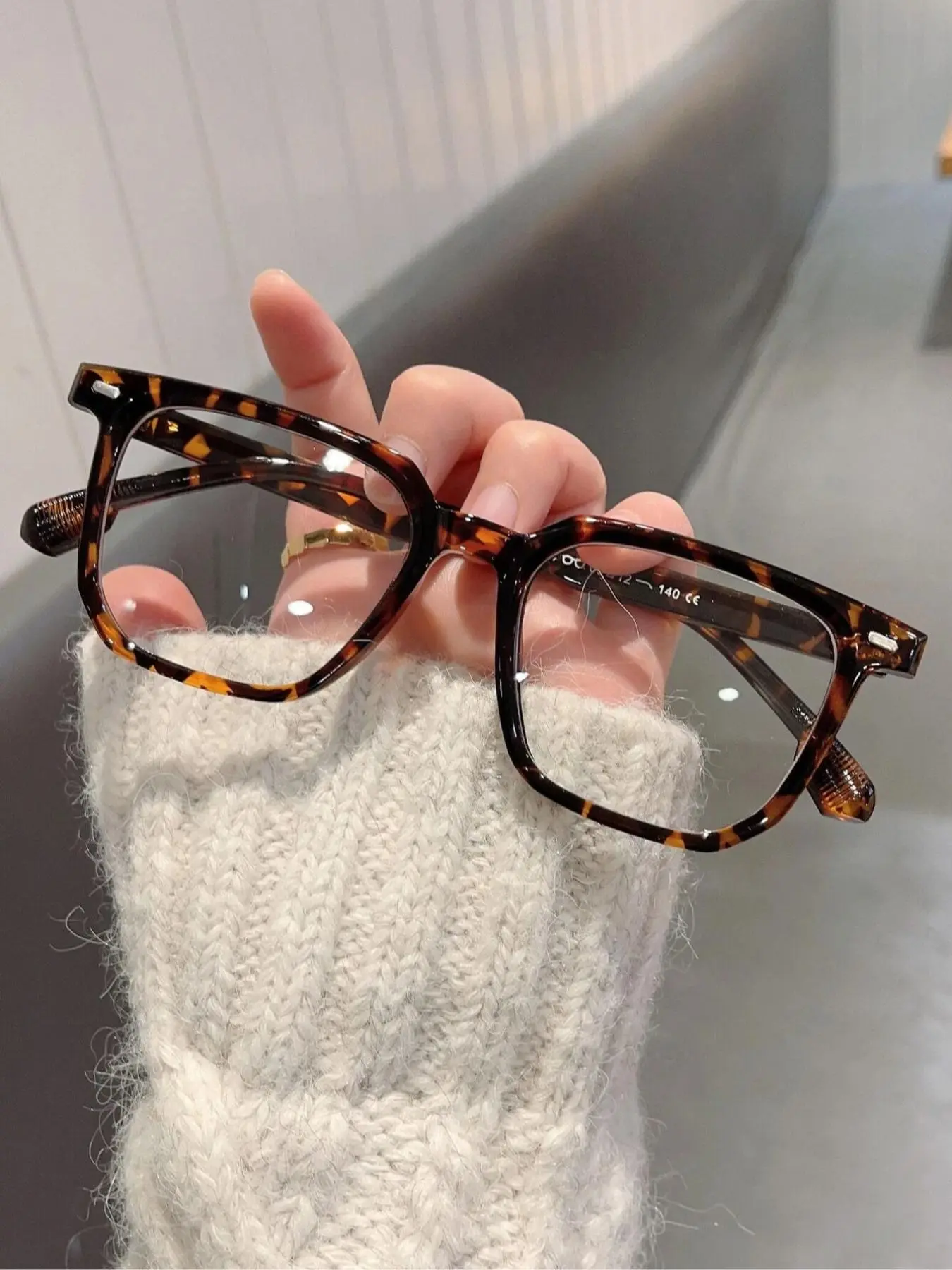 Leopard Pattern Square Frame Eyeglasses, Stylish Square Frames, Anti-blue Light Eyeglasses for Women & Men, Fashion Eyeglasses for Work, Daily Clothing Decor, Square Frame Eyewear, Square Eyed Glasses, Stylish Trendy Eyewear, Casual Stylish Glasses