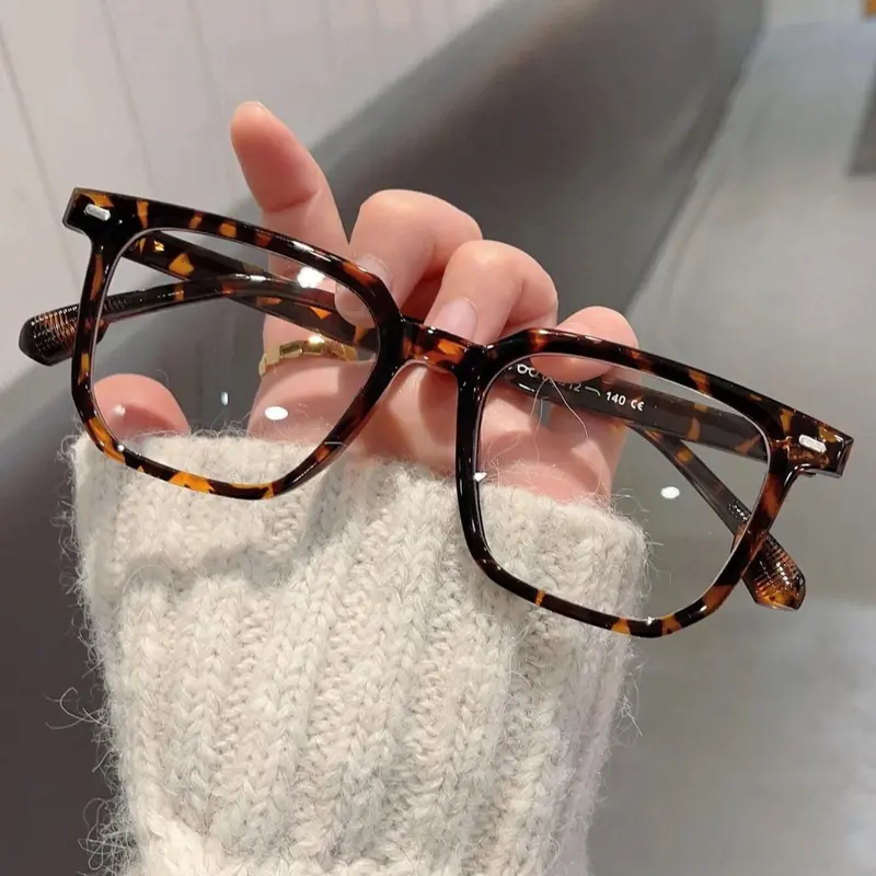 Leopard Pattern Square Frame Eyeglasses, Stylish Square Frames, Anti-blue Light Eyeglasses for Women & Men, Fashion Eyeglasses for Work, Daily Clothing Decor, Square Frame Eyewear, Square Eyed Glasses, Stylish Trendy Eyewear, Casual Stylish Glasses
