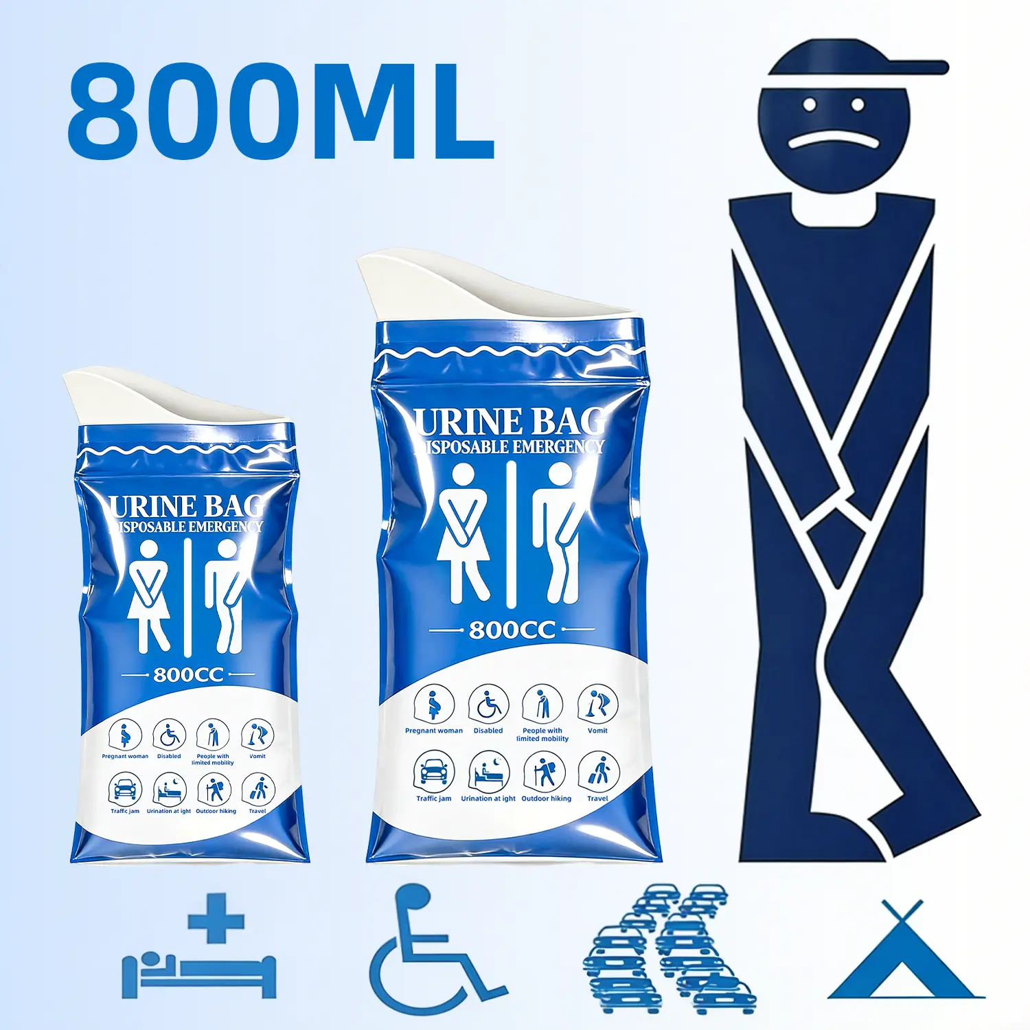 12 PCS Disposable Emergency Urinal Bags, 800ML Portable Unisex Pee Bags for Travel, Camping, Traffic Jams, Leakproof Urine & Vomit Bags for Men, Women, Kids, and Patients   mothersdaygift BackToSchool