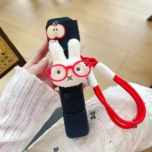 Luxury Cute Cartoon Handmade DIY Miffy Rabbit Silicone Camera Case,For DJI Dji Pocket3 Holder Tripod Cover, Portable Anti-Drop Strap, Camera Accessories