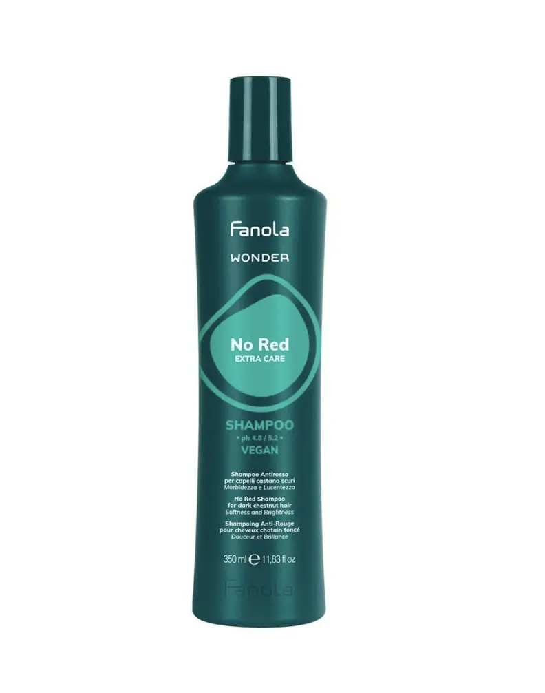 Fanola Wonder No Red Color-Protecting Shampoo, 350ml Vegan Neutralizing Toning Cruelty-Free Hair Care Cleanser for Salon Use, Neutralizing Shampoo, Cruelty Free Shampoo Hair Care Solution Haircare Solution