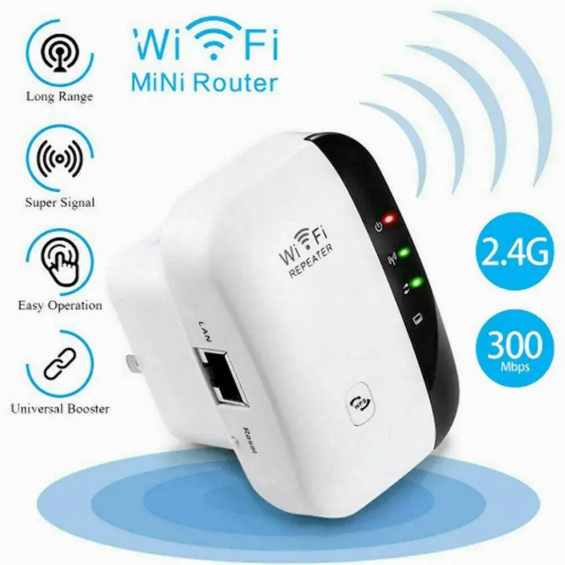 Long-Range WiFi Extender with Ethernet Port - Home & Office Signal Booster, 3000sq.ft Coverage, 28 Devices Support, 1-Tap Setup, Access Point Function, Alexa Compatible Universal Electronics Accessory, Expands Network's Reach