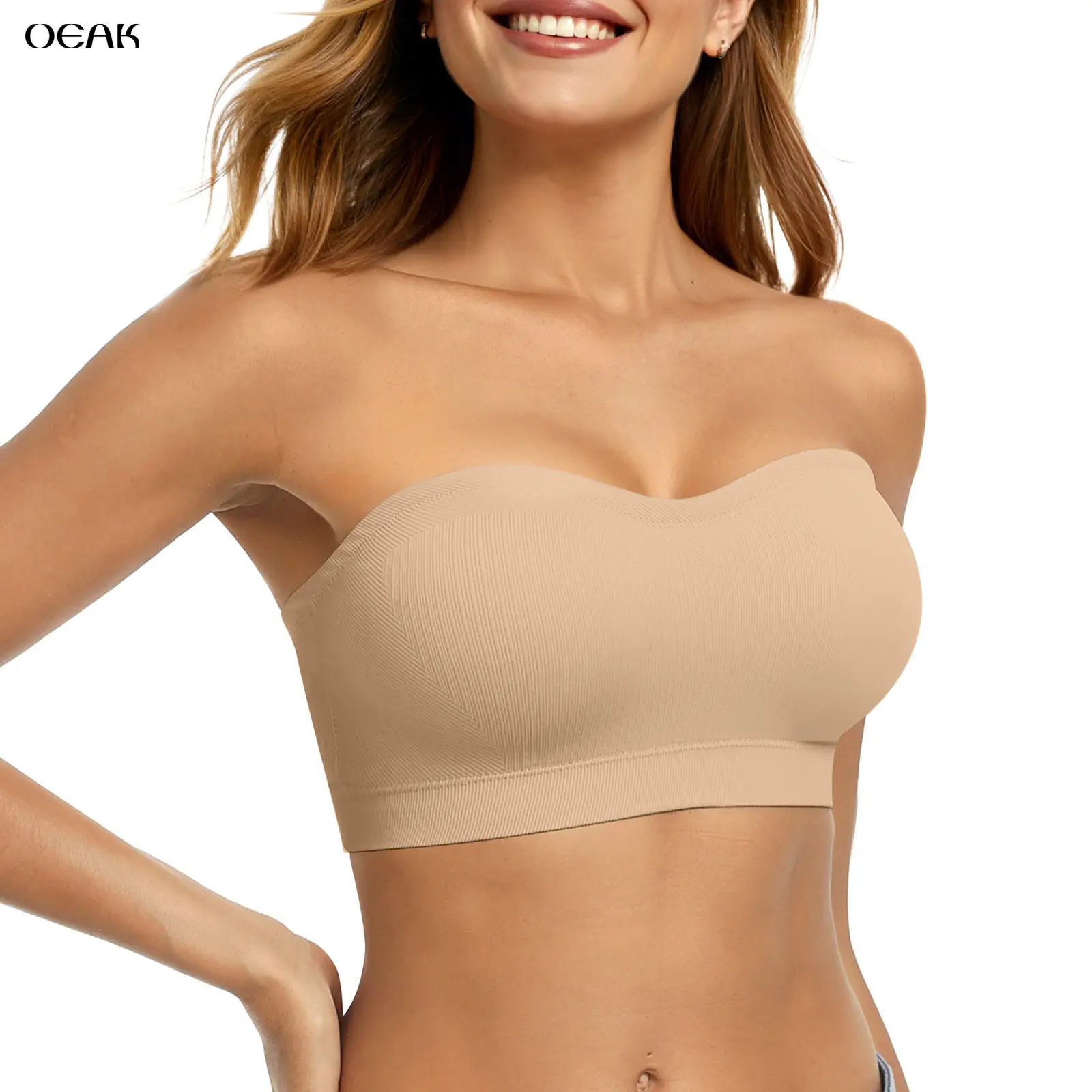 OEAK Women Non-Slip Bandeau Bras With Comfortable Strapless Bra Seamless Wireless Tube Top Soft Wireless Bra OEAK Women Non-Slip Bandeau Bras With Comfortable Strapless Bra Seamless Wireless Tube Top Soft Wireless Bra