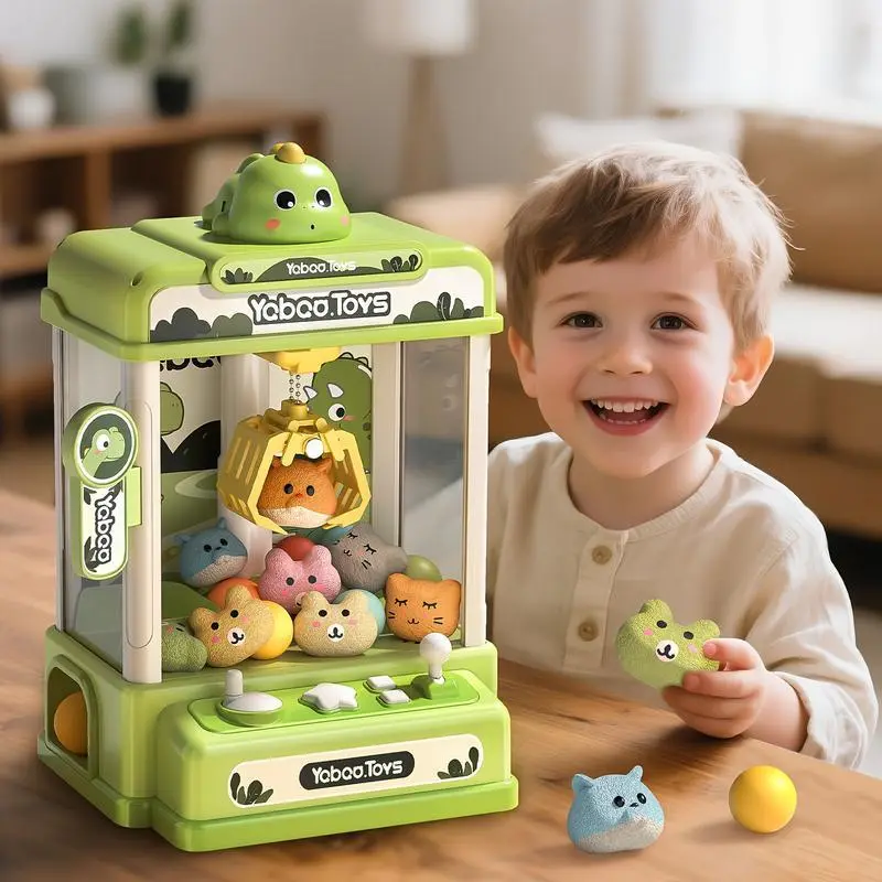 Dinosaur Claw Machine for Kids, Vending Machine Toys with Sound, Grabber Prize Dispenser & 10 Plush Toys & 10 Balls, Electronic Arcade Game Indoor Toy for Home Party Birthday Gifts Age 3 4 5 6 7 8 9