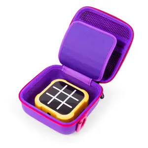 CASEMATIX Purple EVA Carry Case Compatible with Tic Tac Toe Bolt Game Single Layer Handheld Electronic Game Portable Travel Case with Adjustable Strap & Zippered Pouch