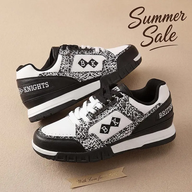 British Knights Men's Style Casual Trainers - Synthetic Laces, TPR Sole, Padded Tongue, Comfy Black & White Old School Sneakers for Daily Wear, Back to School, Black And White, Breathable, Pu Upper, Low Top, Sporty Chic, Skate Style,sohochic