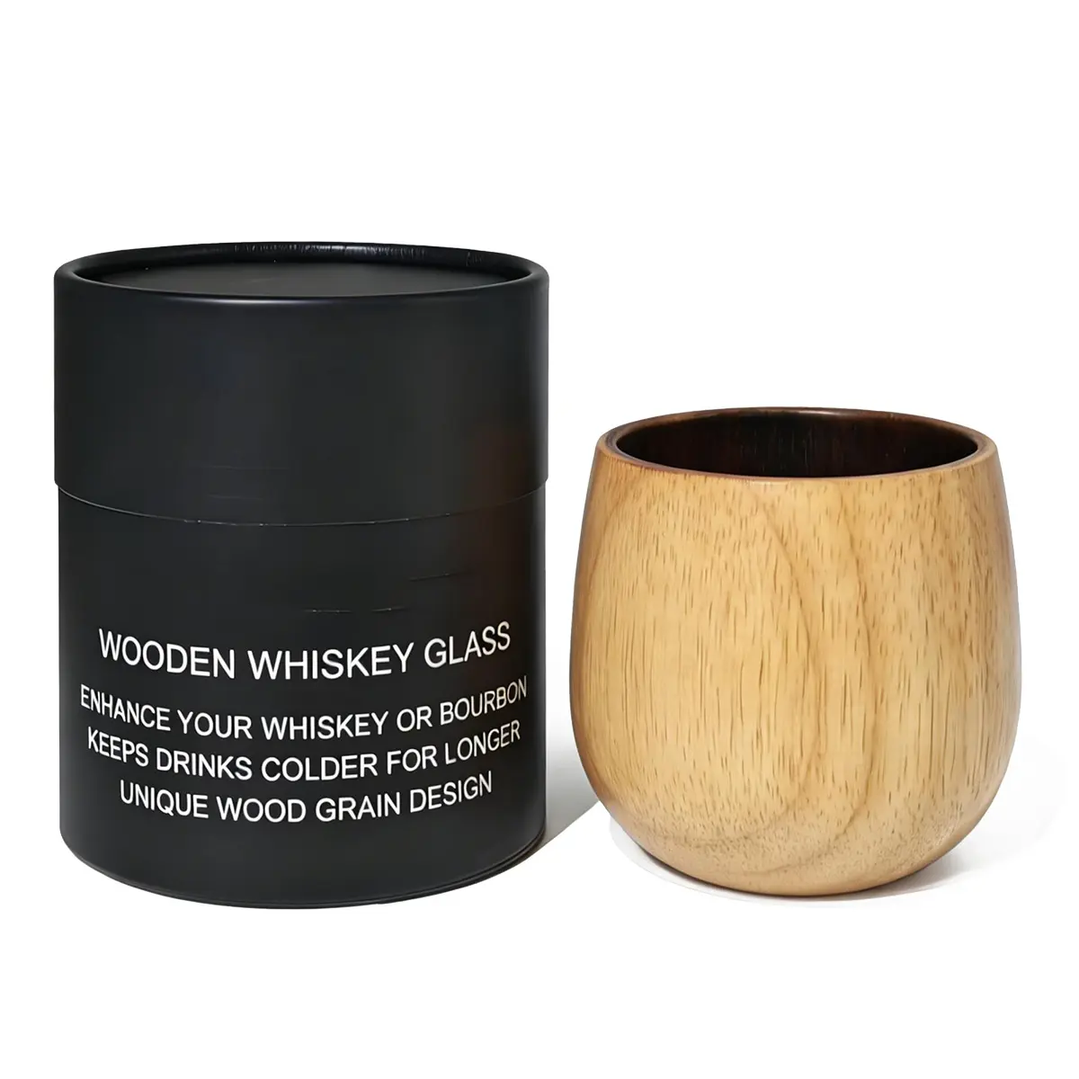11oz Handcrafted Wooden Whiskey Tumblers - Bourbon Drinking Glasses, Whiskey Bourbon Glasses, Natural Insulation, Rustic Design, Leak Resistance, Ideal Father's Day Gifts, Home Bar Use, Bourbon Drinking Glass
