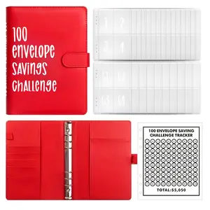 2026 100 Envelope Savings Challenge Book with Pre-numbered Envelopes & Tracker Motivational Process to Save Red $5050 Money Saving Binder 100 Pocket