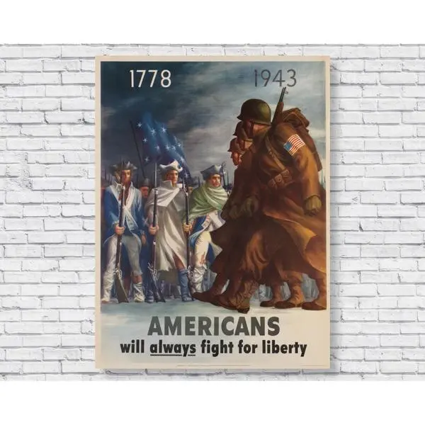 Vintage Wwii Poster - S Will Always Fight For Liberty Usa Army Wall Art Decor