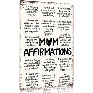 Mom Affirmations Inspirational Wall Art, Positive Motherhood Quotes Sign for Home & Nursery, Encouraging Print for Busy Moms & New Parents, 12x8 Inch