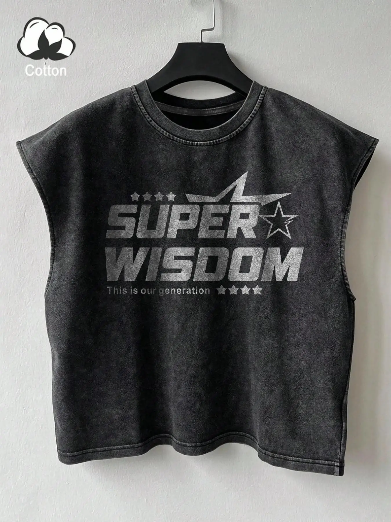 Men's solid color, washed cotton vest. The cropped, sleeveless design exudes street style, making it an ideal choice for everyday Casual summer wear. The sleeveless design ensures comfort and freedom of movement, Streetwear