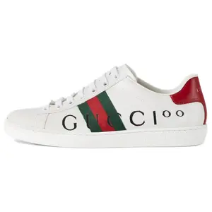GUCCI Women's Ace 'GUCCI 100 Print' Sneakers - Celebratory 100th Anniversary Edition with Retro Logo Trend