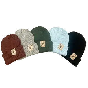 Elk Merino Wool Beanie for Adults, Unisex Style in Beige, Olive, Copper and More Colors
