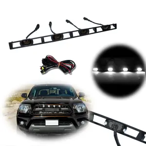 Brand new and quality For 2012 2013 2014 2015 Toyota Tacoma Smoke Front Hood Grille White LED lamps Light w/Wire Harness