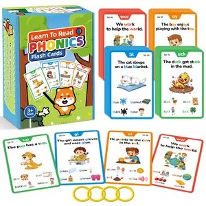 Phonics Flash Cards Learn to Read in 20 Stages for Kids Ages 3-8 Homeschool Educational Learning Activities, Include CVC Words, Digraphs, Blends and Long Vowel Sounds