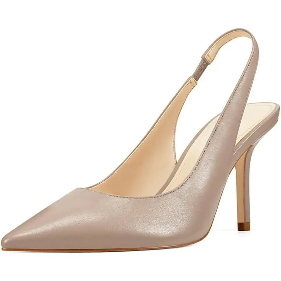 Coutgo Women's Stiletto Pumps, 3.54" Pointed Toe Slingback High Heels, Classy Slip-On Dress Shoes for Office & Evening Party, Classy Stiletto Heels, Stylish, Elegant