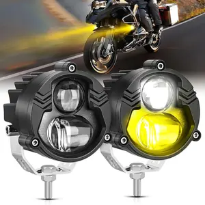 Nilight 2.7 in White Amber Spot Beam LED Pods, IP67 Waterproof Motorcycle Headlights, Motor Parts Accessories, Offroad Auxiliary Fog Lights for Motorbike, ATV, SUV Led Headlamp