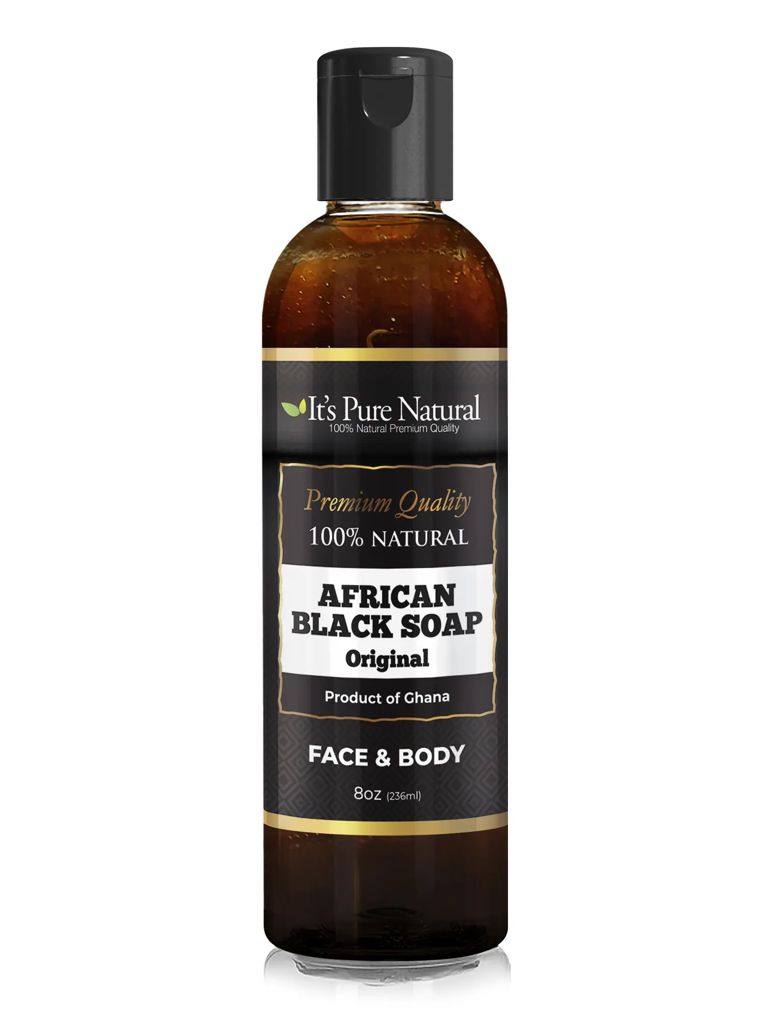 It's Pure Natural Liquid African Black Soap Original Raw | Face & Body Wash | 8oz / 16oz | Made in Ghana